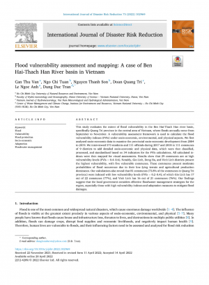 2022-Can Thu Van et al, Indicators and Mapping for Flood Vulnerability Assessment: A Case Study at Ben Hai–Thach Han Rivers Basin in VN, International Journal of Disaster Risk Reduction, Vol 75:102969, DOI:10.1016/j.ijdrr.2022.1